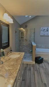 Remodeled shower and double sink - general contractors auburn nh