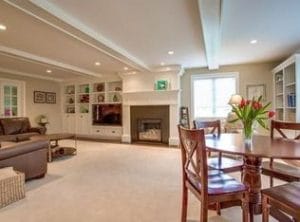 Remodeled open space living room - home additions pelham nh