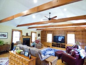 Renovated wooden living room -