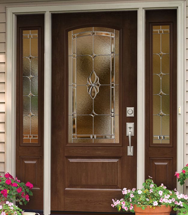 Decorative front door installation on a home in Derry NH
