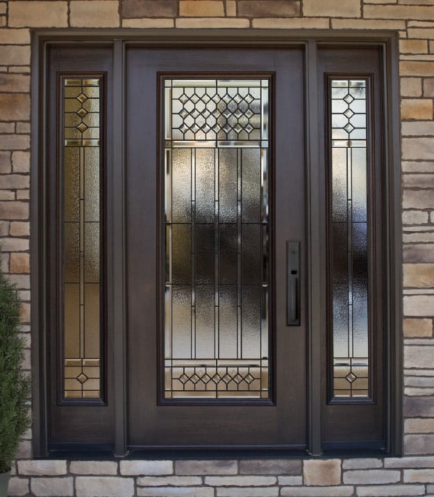 Decorative glass door installation on a home in Hampstead NH