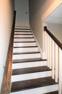 Beautifully finished stairs in basement addition