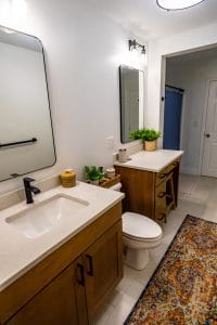 Remodeled bathroom with double sink - general contractors windham nh