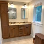 Master bath vanity with walnut cabinetry - general contractors pelham nh